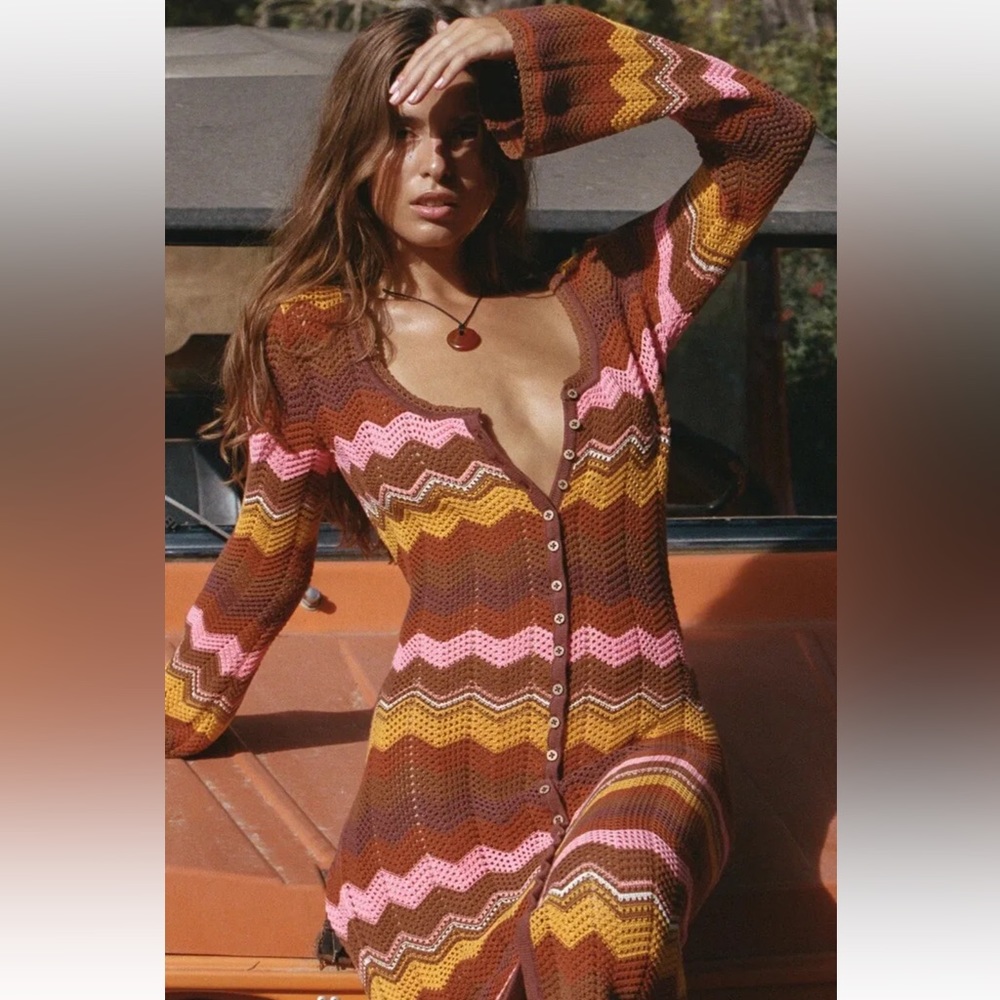 Spell Ziggy Crochet Midi Dress